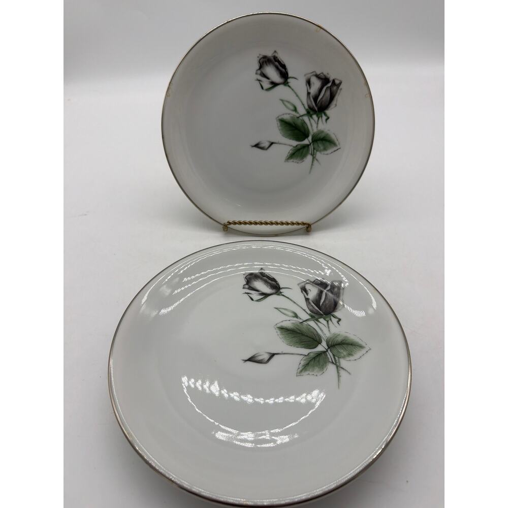Vtg Stonegate Germany Bavarian China 7.75" Salad Plate - Midnight Rose lot of 4